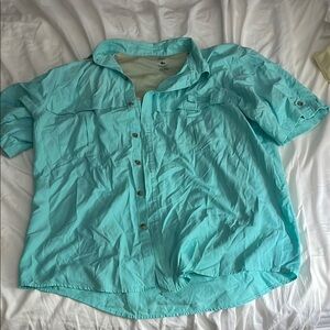 GH Bass Turquoise Button-Up Shirt Size XL